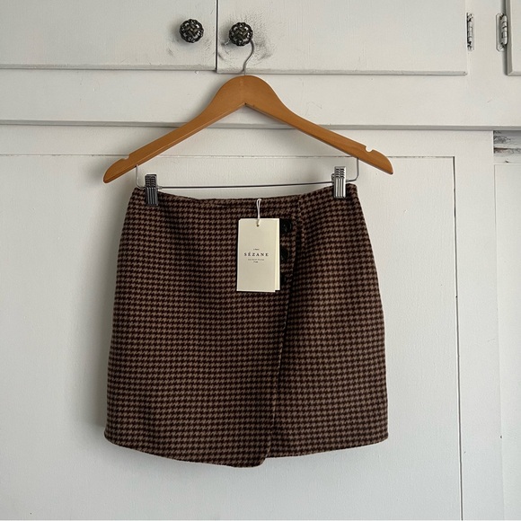 Sezane Peter Skirt - Brown Houndstooth - Picture 1 of 8
